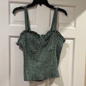 Eva Franco Navy & Green Gingham Women's Top